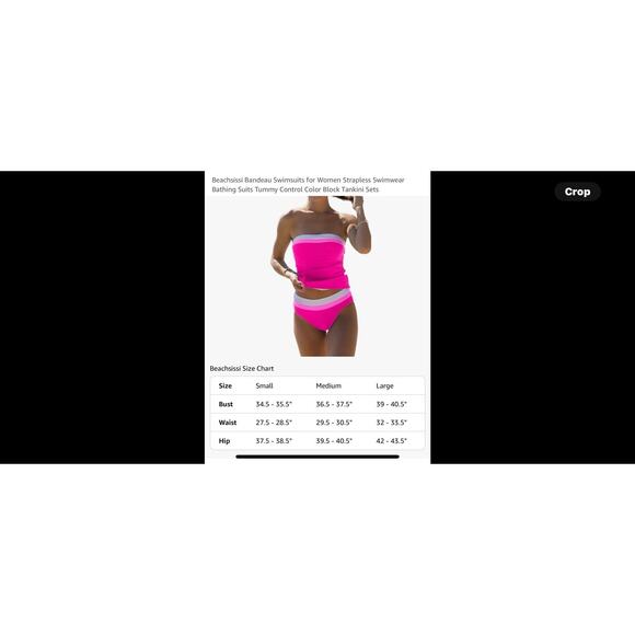 Bandeau Swimsuits for Women Strapless Swimwear Tummy Control Sz L Top, M Bottom - Picture 6 of 6